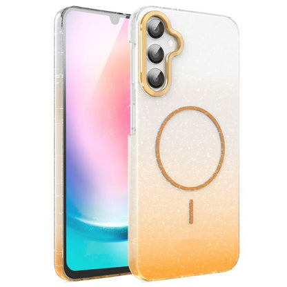 Gold Diamond Glitter Gradient MagSafe Shockproof Phone Case, For Samsung Galaxy A25 5G, For Samsung Galaxy S23 FE 5G, For Samsung Galaxy A24 4G, For Samsung Galaxy A23 4G / 5G, For Samsung Galaxy A14 4G / 5G, For Samsung Galaxy A34 5G                  ...
