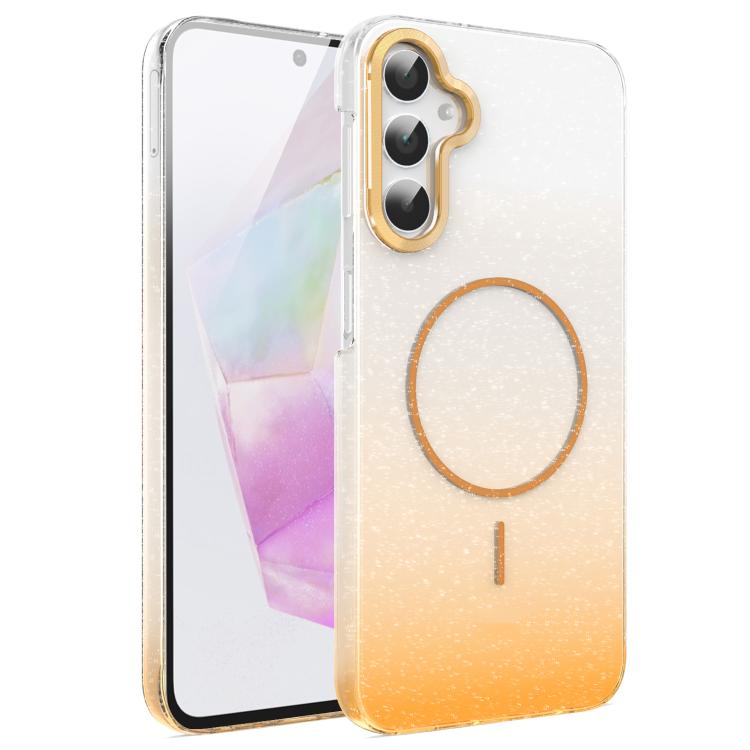 Gold Diamond Glitter Gradient MagSafe Shockproof Phone Case, For Samsung Galaxy A25 5G, For Samsung Galaxy S23 FE 5G, For Samsung Galaxy A24 4G, For Samsung Galaxy A23 4G / 5G, For Samsung Galaxy A14 4G / 5G, For Samsung Galaxy A34 5G                  ...