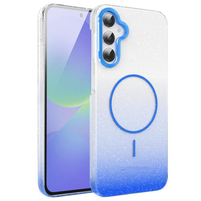 Gold Diamond Glitter Gradient MagSafe Shockproof Phone Case, For Samsung Galaxy S25 Edge 5G, For Samsung Galaxy A56 5G, For Samsung Galaxy A26 5G, For Samsung Galaxy A36 5G, For Samsung Galaxy S25 5G, For Samsung Galaxy S25+ 5G                         ...