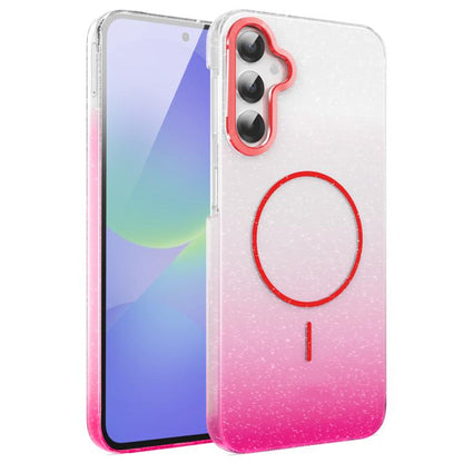 Gold Diamond Glitter Gradient MagSafe Shockproof Phone Case, For Samsung Galaxy S25 Edge 5G, For Samsung Galaxy A56 5G, For Samsung Galaxy A26 5G, For Samsung Galaxy A36 5G, For Samsung Galaxy S25 5G, For Samsung Galaxy S25+ 5G                         ...