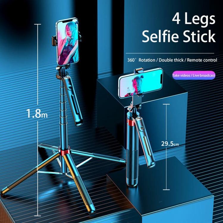 P195 Retractable Four-Legged Stand Expandable Phone Stand Bluetooth Remote Control Selfie Stick