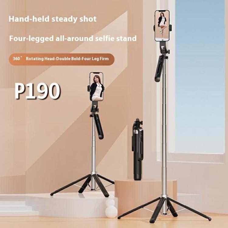P190 Portable Retractable Four-Legged Stand Phone Stand Selfie Stick with Bluetooth Remote Control