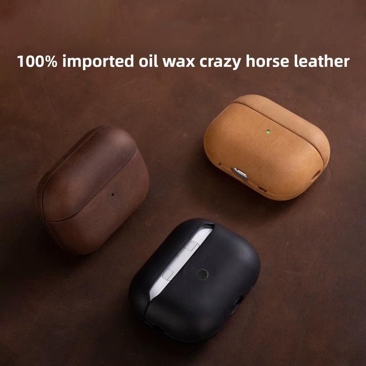 Crazy Horse Genuine Leather Earbuds Protective Case