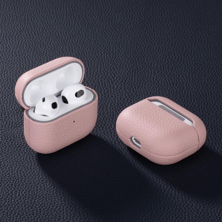 Litchi Grain Genuine Leather Earbuds Protective Case