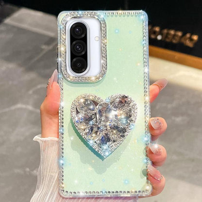 Diamond Glitter Gemstone Heart Holder Phone Case, For Samsung Galaxy S26+ 5G, For Samsung Galaxy S26 Ultra 5G, For Samsung Galaxy S26 5G, For Samsung Galaxy A07 5G, For Samsung Galaxy A17 5G, For Samsung Galaxy A56 5G, For Samsung Galaxy A26 5G        ...