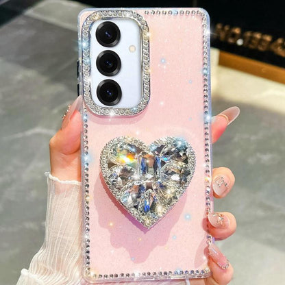 Diamond Glitter Gemstone Heart Holder Phone Case, For Samsung Galaxy S25 5G, For Samsung Galaxy S25+ 5G, For Samsung Galaxy S25 Ultra 5G, For Samsung Galaxy A16 5G, For Samsung Galaxy S24 FE 5G, For Samsung Galaxy A15 5G, For Samsung Galaxy A55 5G     ...