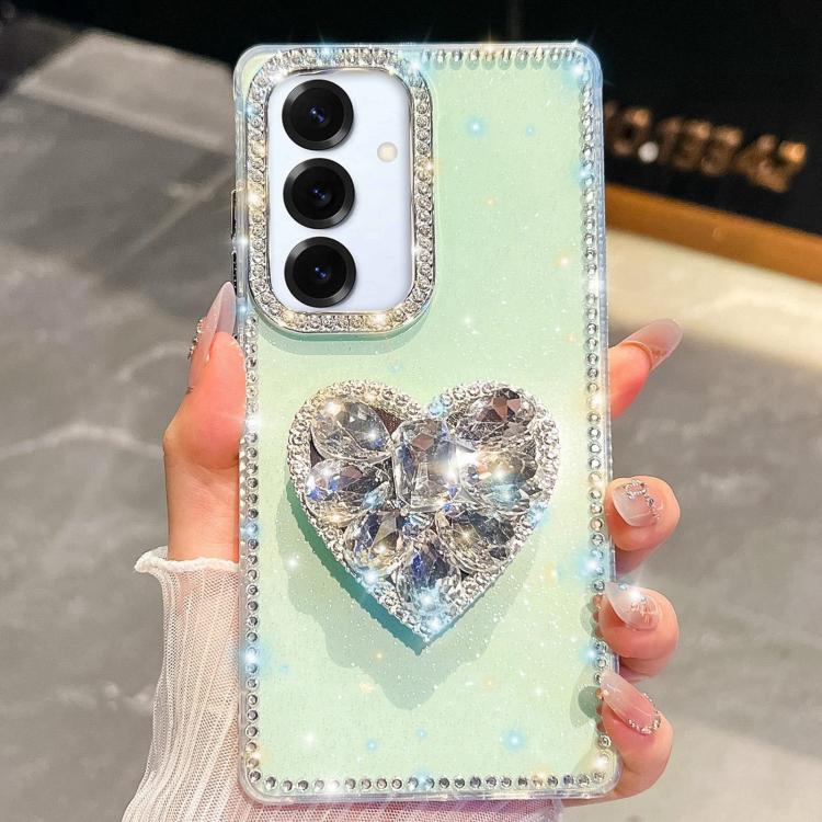 Diamond Glitter Gemstone Heart Holder Phone Case, For Samsung Galaxy S25 5G, For Samsung Galaxy S25+ 5G, For Samsung Galaxy S25 Ultra 5G, For Samsung Galaxy A16 5G, For Samsung Galaxy S24 FE 5G, For Samsung Galaxy A15 5G, For Samsung Galaxy A55 5G     ...