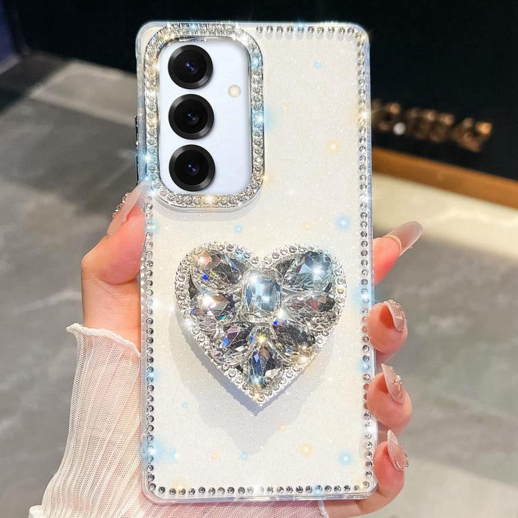 Diamond Glitter Gemstone Heart Holder Phone Case, For Samsung Galaxy S25 5G, For Samsung Galaxy S25+ 5G, For Samsung Galaxy S25 Ultra 5G, For Samsung Galaxy A16 5G, For Samsung Galaxy S24 FE 5G, For Samsung Galaxy A15 5G, For Samsung Galaxy A55 5G     ...