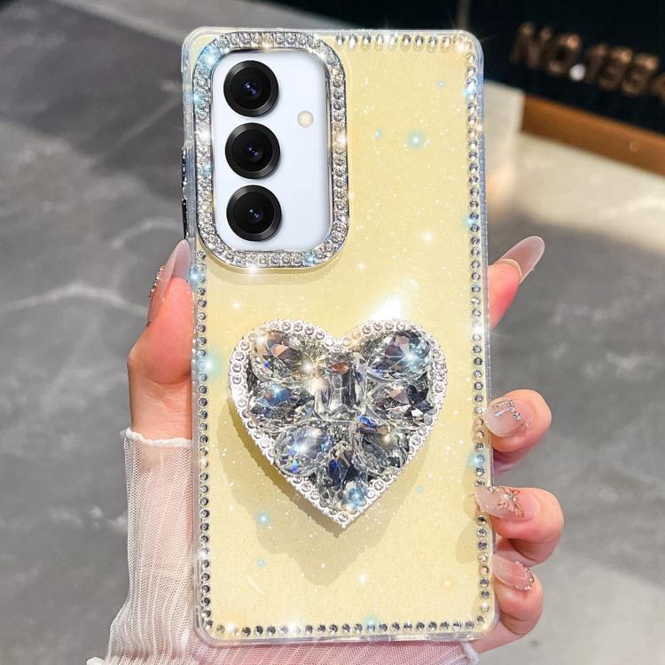 Diamond Glitter Gemstone Heart Holder Phone Case, For Samsung Galaxy S25 5G, For Samsung Galaxy S25+ 5G, For Samsung Galaxy S25 Ultra 5G, For Samsung Galaxy A16 5G, For Samsung Galaxy S24 FE 5G, For Samsung Galaxy A15 5G, For Samsung Galaxy A55 5G     ...