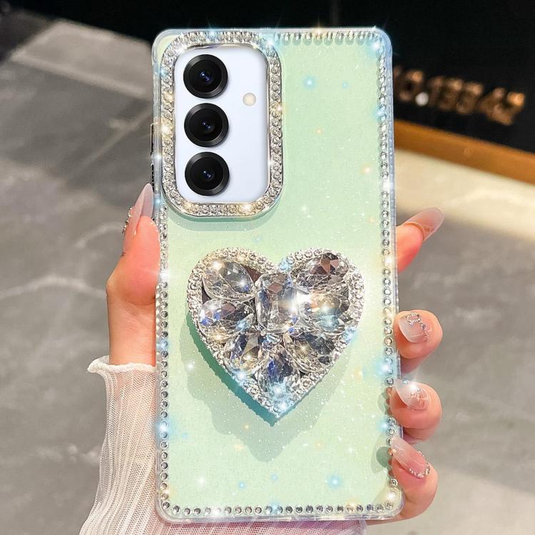 Diamond Glitter Gemstone Heart Holder Phone Case, For Samsung Galaxy S25 5G, For Samsung Galaxy S25+ 5G, For Samsung Galaxy S25 Ultra 5G, For Samsung Galaxy A16 5G, For Samsung Galaxy S24 FE 5G, For Samsung Galaxy A15 5G, For Samsung Galaxy A55 5G     ...