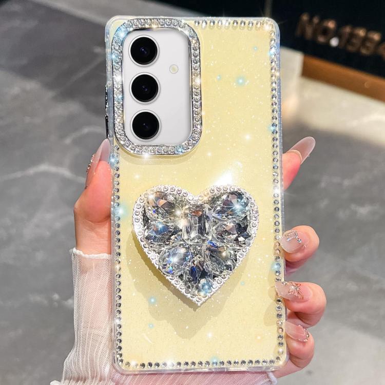 Diamond Glitter Gemstone Heart Holder Phone Case, For Samsung Galaxy S25 5G, For Samsung Galaxy S25+ 5G, For Samsung Galaxy S25 Ultra 5G, For Samsung Galaxy A16 5G, For Samsung Galaxy S24 FE 5G, For Samsung Galaxy A15 5G, For Samsung Galaxy A55 5G     ...