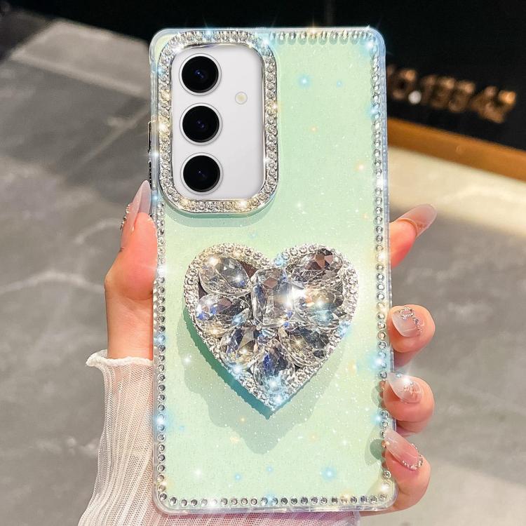 Diamond Glitter Gemstone Heart Holder Phone Case, For Samsung Galaxy S25 5G, For Samsung Galaxy S25+ 5G, For Samsung Galaxy S25 Ultra 5G, For Samsung Galaxy A16 5G, For Samsung Galaxy S24 FE 5G, For Samsung Galaxy A15 5G, For Samsung Galaxy A55 5G     ...