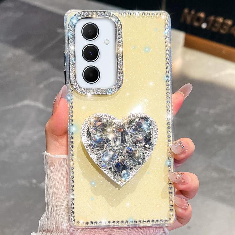 Diamond Glitter Gemstone Heart Holder Phone Case, For Samsung Galaxy S25 5G, For Samsung Galaxy S25+ 5G, For Samsung Galaxy S25 Ultra 5G, For Samsung Galaxy A16 5G, For Samsung Galaxy S24 FE 5G, For Samsung Galaxy A15 5G, For Samsung Galaxy A55 5G     ...