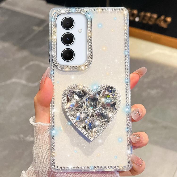 Diamond Glitter Gemstone Heart Holder Phone Case, For Samsung Galaxy S25 5G, For Samsung Galaxy S25+ 5G, For Samsung Galaxy S25 Ultra 5G, For Samsung Galaxy A16 5G, For Samsung Galaxy S24 FE 5G, For Samsung Galaxy A15 5G, For Samsung Galaxy A55 5G     ...