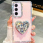 Diamond Glitter Gemstone Heart Holder Phone Case, For Samsung Galaxy S25 5G, For Samsung Galaxy S25+ 5G, For Samsung Galaxy S25 Ultra 5G, For Samsung Galaxy A16 5G, For Samsung Galaxy S24 FE 5G, For Samsung Galaxy A15 5G, For Samsung Galaxy A55 5G     ...