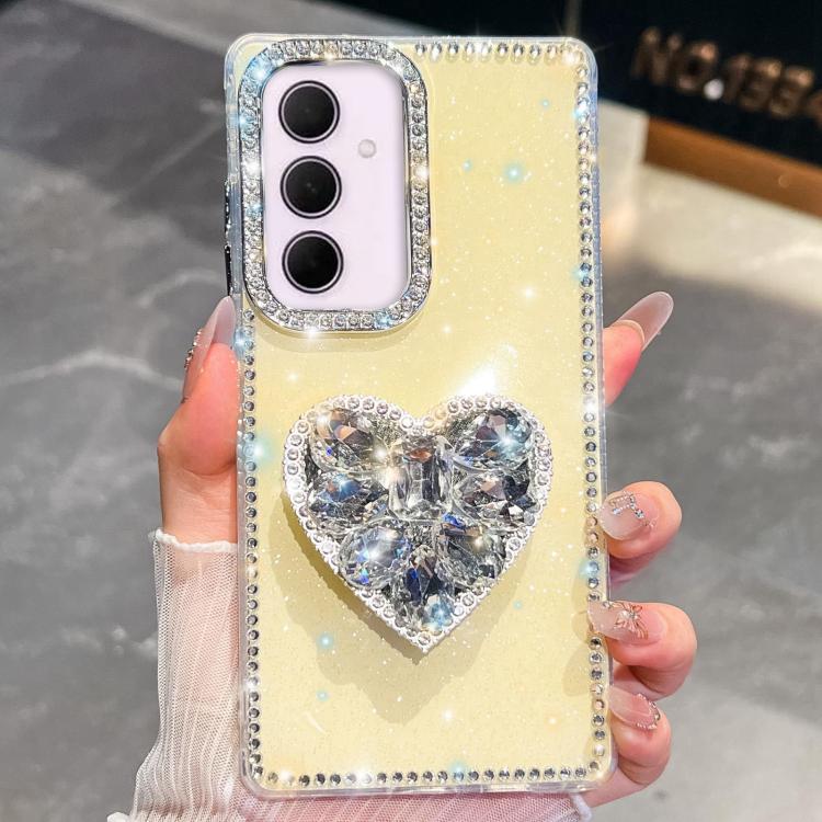 Diamond Glitter Gemstone Heart Holder Phone Case, For Samsung Galaxy S25 5G, For Samsung Galaxy S25+ 5G, For Samsung Galaxy S25 Ultra 5G, For Samsung Galaxy A16 5G, For Samsung Galaxy S24 FE 5G, For Samsung Galaxy A15 5G, For Samsung Galaxy A55 5G     ...