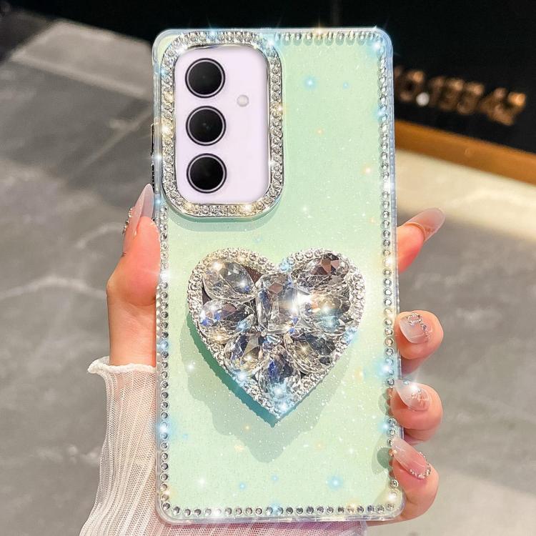 Diamond Glitter Gemstone Heart Holder Phone Case, For Samsung Galaxy S25 5G, For Samsung Galaxy S25+ 5G, For Samsung Galaxy S25 Ultra 5G, For Samsung Galaxy A16 5G, For Samsung Galaxy S24 FE 5G, For Samsung Galaxy A15 5G, For Samsung Galaxy A55 5G     ...