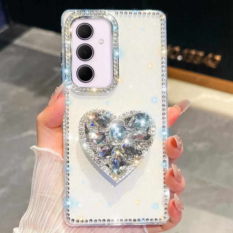 Diamond Glitter Gemstone Heart Holder Phone Case, For Samsung Galaxy S25 5G, For Samsung Galaxy S25+ 5G, For Samsung Galaxy S25 Ultra 5G, For Samsung Galaxy A16 5G, For Samsung Galaxy S24 FE 5G, For Samsung Galaxy A15 5G, For Samsung Galaxy A55 5G     ...
