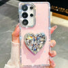 Diamond Glitter Gemstone Heart Holder Phone Case, For Samsung Galaxy S24 Ultra 5G, For Samsung Galaxy S24+ 5G, For Samsung Galaxy S24 5G, For Samsung Galaxy S23 Ultra 5G