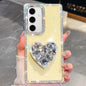 Diamond Glitter Gemstone Heart Holder Phone Case, For Samsung Galaxy S24 Ultra 5G, For Samsung Galaxy S24+ 5G, For Samsung Galaxy S24 5G, For Samsung Galaxy S23 Ultra 5G