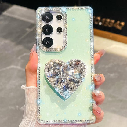 Diamond Glitter Gemstone Heart Holder Phone Case, For Samsung Galaxy S24 Ultra 5G, For Samsung Galaxy S24+ 5G, For Samsung Galaxy S24 5G, For Samsung Galaxy S23 Ultra 5G