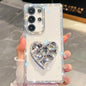 Diamond Glitter Gemstone Heart Holder Phone Case, For Samsung Galaxy S24 Ultra 5G, For Samsung Galaxy S24+ 5G, For Samsung Galaxy S24 5G, For Samsung Galaxy S23 Ultra 5G
