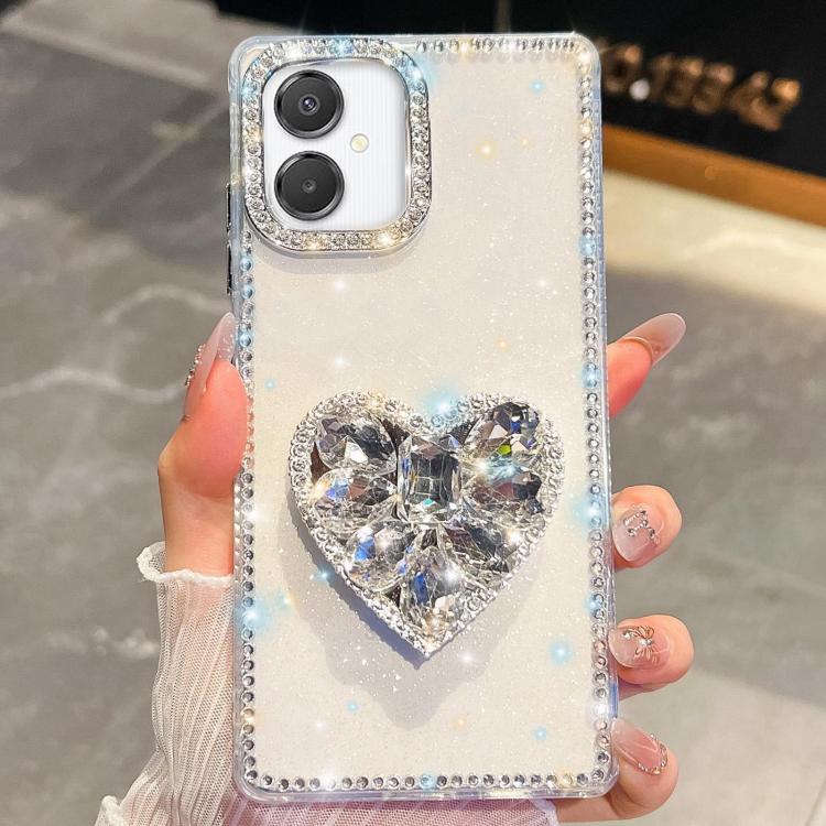 Diamond Glitter Gemstone Heart Holder Phone Case, For Samsung Galaxy S26+ 5G, For Samsung Galaxy S26 Ultra 5G, For Samsung Galaxy S26 5G, For Samsung Galaxy A07 5G, For Samsung Galaxy A17 5G, For Samsung Galaxy A56 5G, For Samsung Galaxy A26 5G        ...