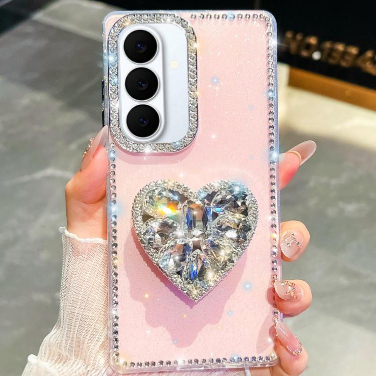 Diamond Glitter Gemstone Heart Holder Phone Case, For Samsung Galaxy S26+ 5G, For Samsung Galaxy S26 Ultra 5G, For Samsung Galaxy S26 5G, For Samsung Galaxy A07 5G, For Samsung Galaxy A17 5G, For Samsung Galaxy A56 5G, For Samsung Galaxy A26 5G        ...