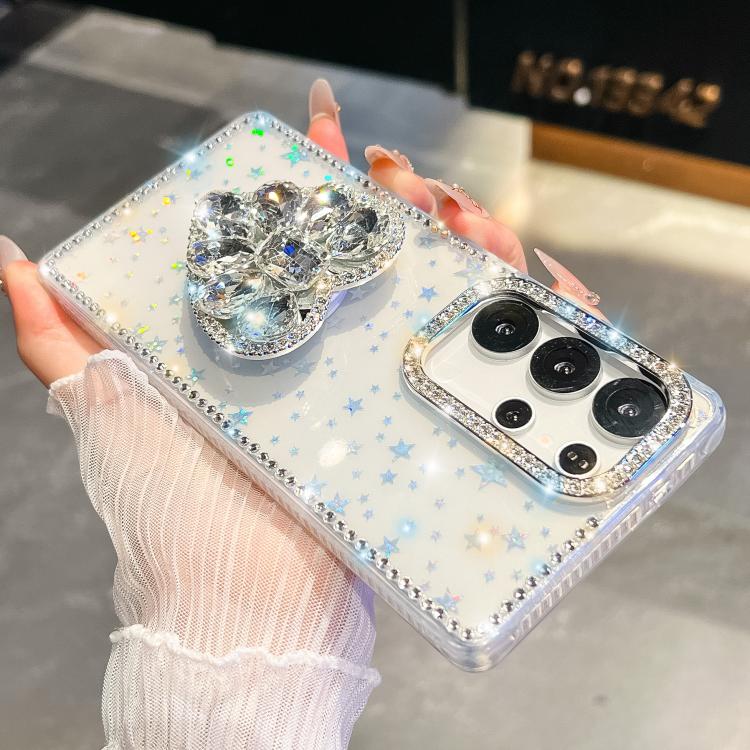 Diamond Glitter Gemstone Heart Holder Phone Case, For Samsung Galaxy S25 5G, For Samsung Galaxy S25+ 5G, For Samsung Galaxy S25 Ultra 5G, For Samsung Galaxy A16 5G, For Samsung Galaxy S24 FE 5G, For Samsung Galaxy A15 5G, For Samsung Galaxy A55 5G     ...