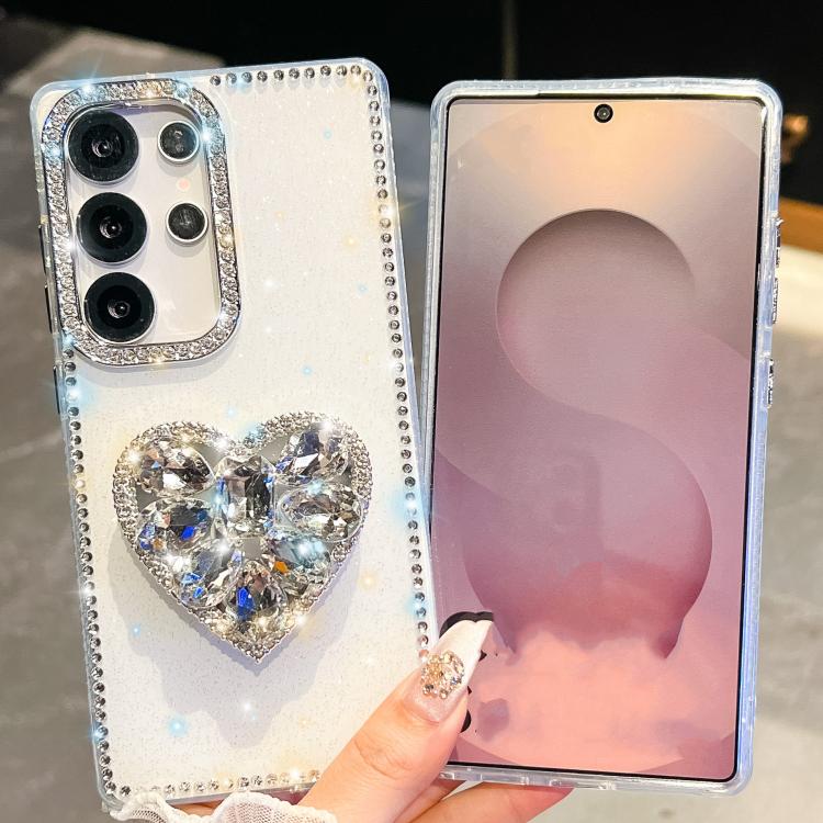 Diamond Glitter Gemstone Heart Holder Phone Case, For Samsung Galaxy S25 5G, For Samsung Galaxy S25+ 5G, For Samsung Galaxy S25 Ultra 5G, For Samsung Galaxy A16 5G, For Samsung Galaxy S24 FE 5G, For Samsung Galaxy A15 5G, For Samsung Galaxy A55 5G     ...