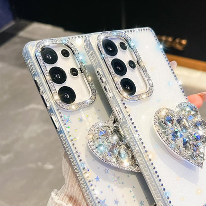 Diamond Glitter Gemstone Heart Holder Phone Case, For Samsung Galaxy S25 5G, For Samsung Galaxy S25+ 5G, For Samsung Galaxy S25 Ultra 5G, For Samsung Galaxy A16 5G, For Samsung Galaxy S24 FE 5G, For Samsung Galaxy A15 5G, For Samsung Galaxy A55 5G     ...