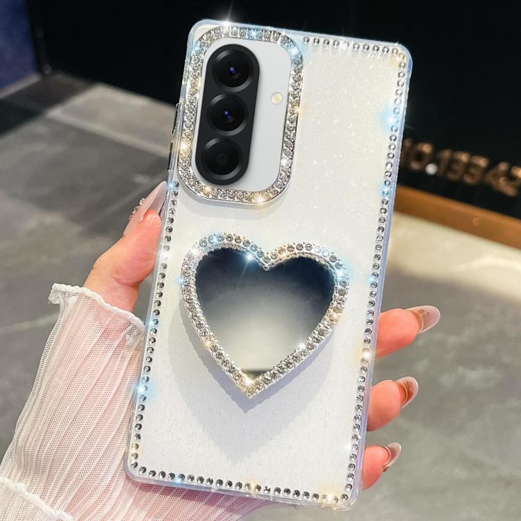 Diamond Glitter Mirror Heart Holder Phone Case, For Samsung Galaxy S26+ 5G, For Samsung Galaxy S26 Ultra 5G, For Samsung Galaxy S26 5G, For Samsung Galaxy A07 5G, For Samsung Galaxy A17 5G, For Samsung Galaxy A56 5G, For Samsung Galaxy A26 5G          ...