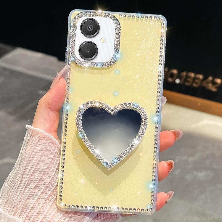 Diamond Glitter Mirror Heart Holder Phone Case, For Samsung Galaxy S26+ 5G, For Samsung Galaxy S26 Ultra 5G, For Samsung Galaxy S26 5G, For Samsung Galaxy A07 5G, For Samsung Galaxy A17 5G, For Samsung Galaxy A56 5G, For Samsung Galaxy A26 5G          ...