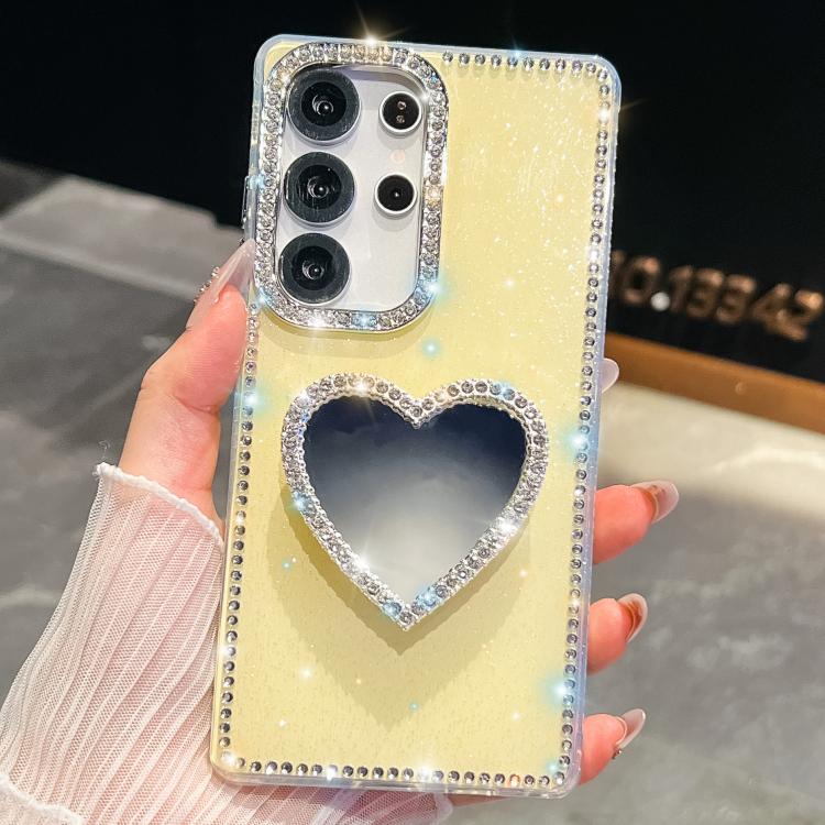 Diamond Glitter Mirror Heart Holder Phone Case, For Samsung Galaxy S26+ 5G, For Samsung Galaxy S26 Ultra 5G, For Samsung Galaxy S26 5G, For Samsung Galaxy A07 5G, For Samsung Galaxy A17 5G, For Samsung Galaxy A56 5G, For Samsung Galaxy A26 5G          ...