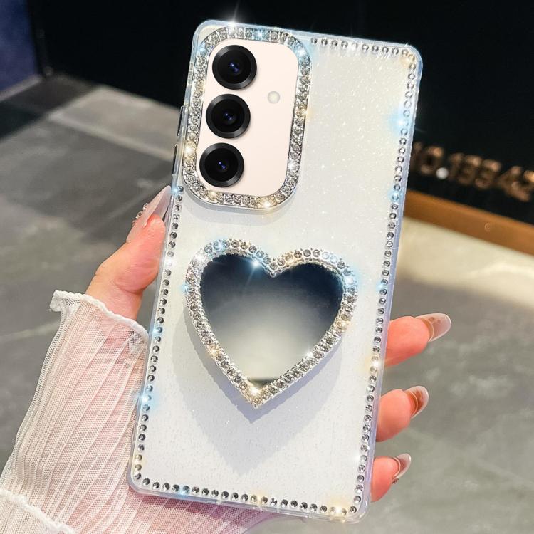 Diamond Glitter Mirror Heart Holder Phone Case, For Samsung Galaxy S26+ 5G, For Samsung Galaxy S26 Ultra 5G, For Samsung Galaxy S26 5G, For Samsung Galaxy A07 5G, For Samsung Galaxy A17 5G, For Samsung Galaxy A56 5G, For Samsung Galaxy A26 5G          ...