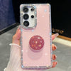 Diamond Glitter Diamond Round Holder Phone Case, For Samsung Galaxy S24 Ultra 5G, For Samsung Galaxy S24+ 5G, For Samsung Galaxy S24 5G, For Samsung Galaxy S23 Ultra 5G