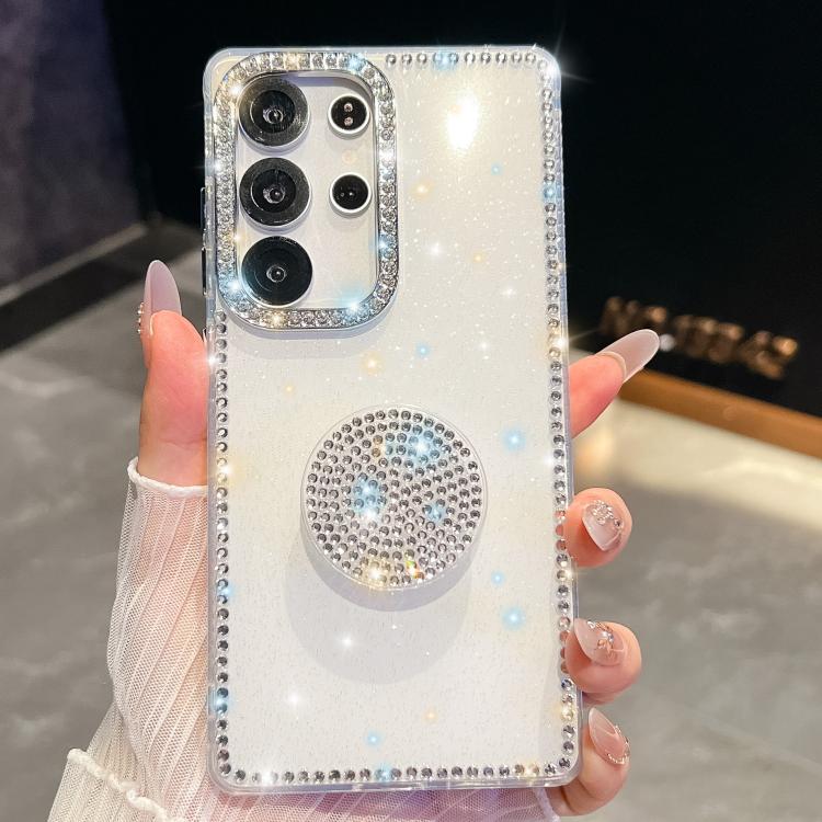 Diamond Glitter Diamond Round Holder Phone Case, For Samsung Galaxy S24 Ultra 5G, For Samsung Galaxy S24+ 5G, For Samsung Galaxy S24 5G, For Samsung Galaxy S23 Ultra 5G