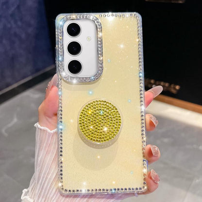 Diamond Glitter Diamond Round Holder Phone Case, For Samsung Galaxy S24 Ultra 5G, For Samsung Galaxy S24+ 5G, For Samsung Galaxy S24 5G, For Samsung Galaxy S23 Ultra 5G
