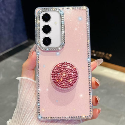 Diamond Glitter Diamond Round Holder Phone Case, For Samsung Galaxy S24 Ultra 5G, For Samsung Galaxy S24+ 5G, For Samsung Galaxy S24 5G, For Samsung Galaxy S23 Ultra 5G