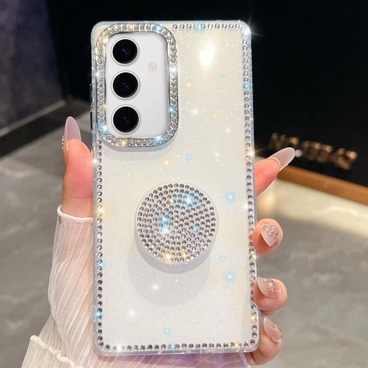 Diamond Glitter Diamond Round Holder Phone Case, For Samsung Galaxy S24 Ultra 5G, For Samsung Galaxy S24+ 5G, For Samsung Galaxy S24 5G, For Samsung Galaxy S23 Ultra 5G