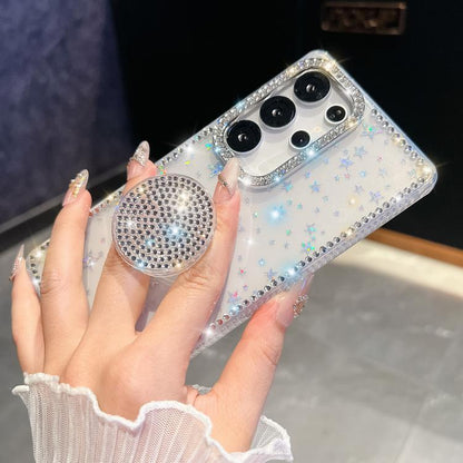 Diamond Glitter Diamond Round Holder Phone Case, For Samsung Galaxy S24 Ultra 5G, For Samsung Galaxy S24+ 5G, For Samsung Galaxy S24 5G, For Samsung Galaxy S23 Ultra 5G