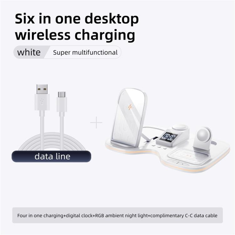 T60 Wireless Charging Station Phone Watch Earbuds Magnetic Desktop Charger with Time Display