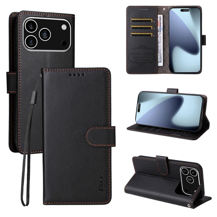 ENKAY RFID Blocking Wallet Kickstand Litchi Texture Leather Phone Case