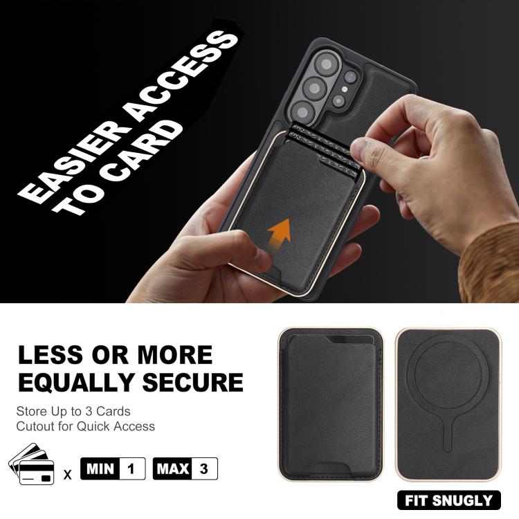 Kalebol Slim MagSafe Ring Magnetic Card Bag Side Sticker Leather Phone Case, For Samsung Galaxy S26 Ultra 5G, For Samsung Galaxy Z Fold7 5G, For Samsung Galaxy S25 Ultra 5G, For Samsung Galaxy Z Fold6, For Samsung Galaxy S24 Ultra 5G                   ...