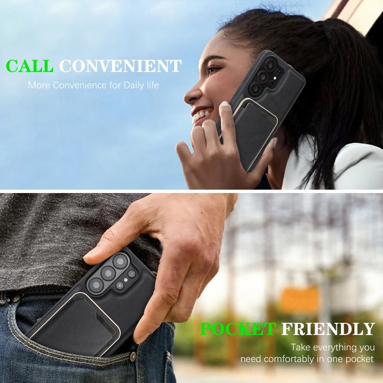 Kalebol Slim MagSafe Ring Magnetic Card Bag Side Sticker Leather Phone Case, For Samsung Galaxy S26 Ultra 5G, For Samsung Galaxy Z Fold7 5G, For Samsung Galaxy S25 Ultra 5G, For Samsung Galaxy Z Fold6, For Samsung Galaxy S24 Ultra 5G                   ...