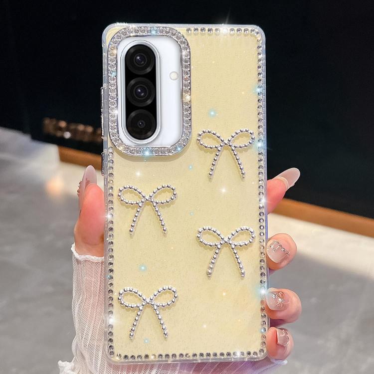Diamond Glitter Bow-knot Four-Corner Shockproof Phone Case, For Samsung Galaxy S26+ 5G, For Samsung Galaxy S26 Ultra 5G, For Samsung Galaxy S26 5G, For Samsung Galaxy A07 5G, For Samsung Galaxy A17 5G, For Samsung Galaxy A56 5G, For Samsung Galaxy A26 ...