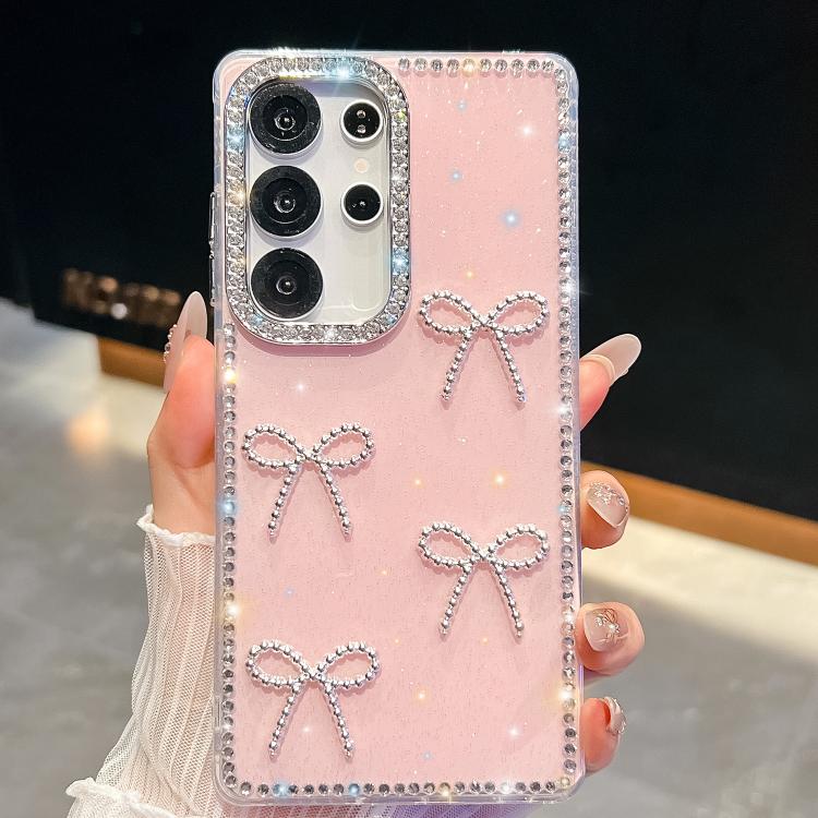 Diamond Glitter Bow-knot Four-Corner Shockproof Phone Case, For Samsung Galaxy S24 Ultra 5G, For Samsung Galaxy S24+ 5G, For Samsung Galaxy S24 5G, For Samsung Galaxy S23 Ultra 5G