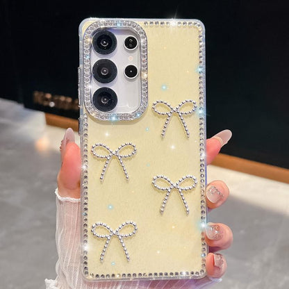 Diamond Glitter Bow-knot Four-Corner Shockproof Phone Case, For Samsung Galaxy S24 Ultra 5G, For Samsung Galaxy S24+ 5G, For Samsung Galaxy S24 5G, For Samsung Galaxy S23 Ultra 5G