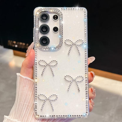 Diamond Glitter Bow-knot Four-Corner Shockproof Phone Case, For Samsung Galaxy S24 Ultra 5G, For Samsung Galaxy S24+ 5G, For Samsung Galaxy S24 5G, For Samsung Galaxy S23 Ultra 5G