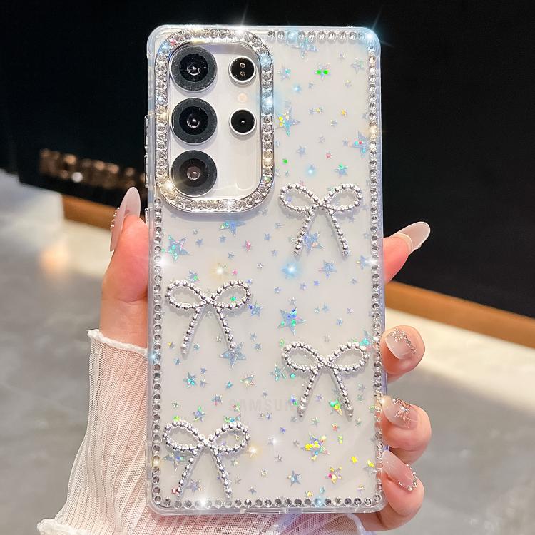 Diamond Glitter Bow-knot Four-Corner Shockproof Phone Case, For Samsung Galaxy S24 Ultra 5G, For Samsung Galaxy S24+ 5G, For Samsung Galaxy S24 5G, For Samsung Galaxy S23 Ultra 5G